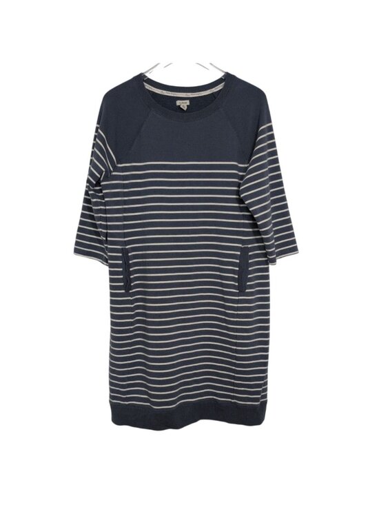 L.L. Bean Dresses & Skirts - LL Bean Stripe Sweatshirt Dress Womens Size Large Blue 3/4 Sleeves Outdoor Casua